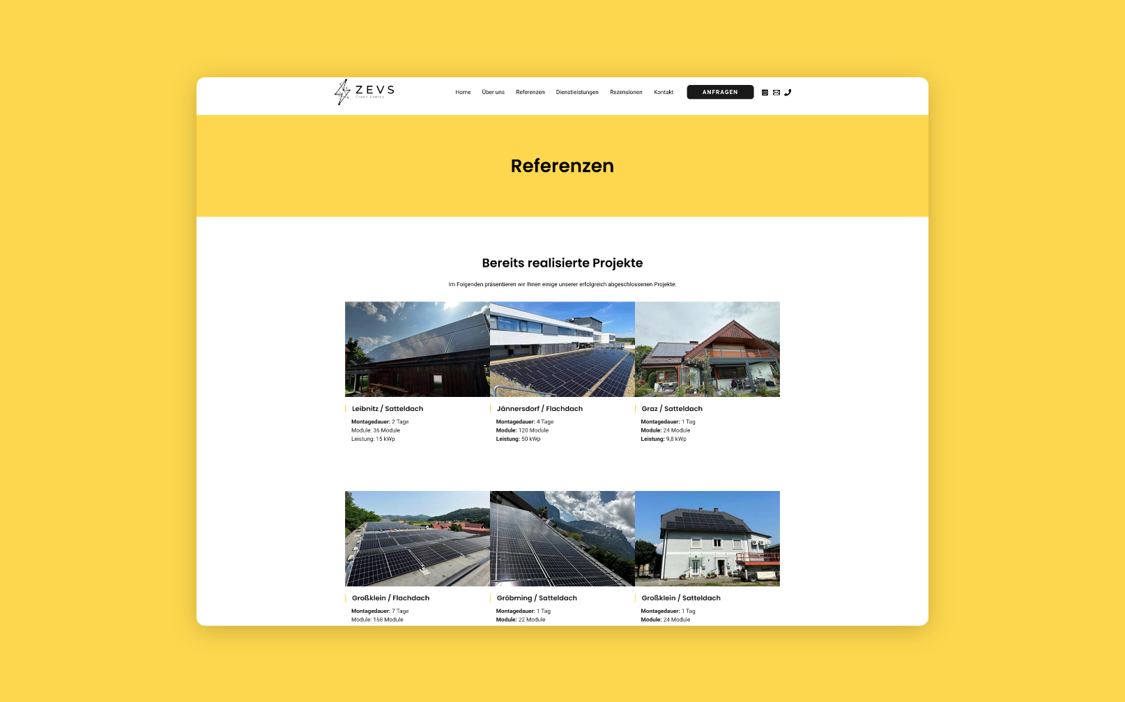 Desktop-Screens der Referenzen mit Bildern.