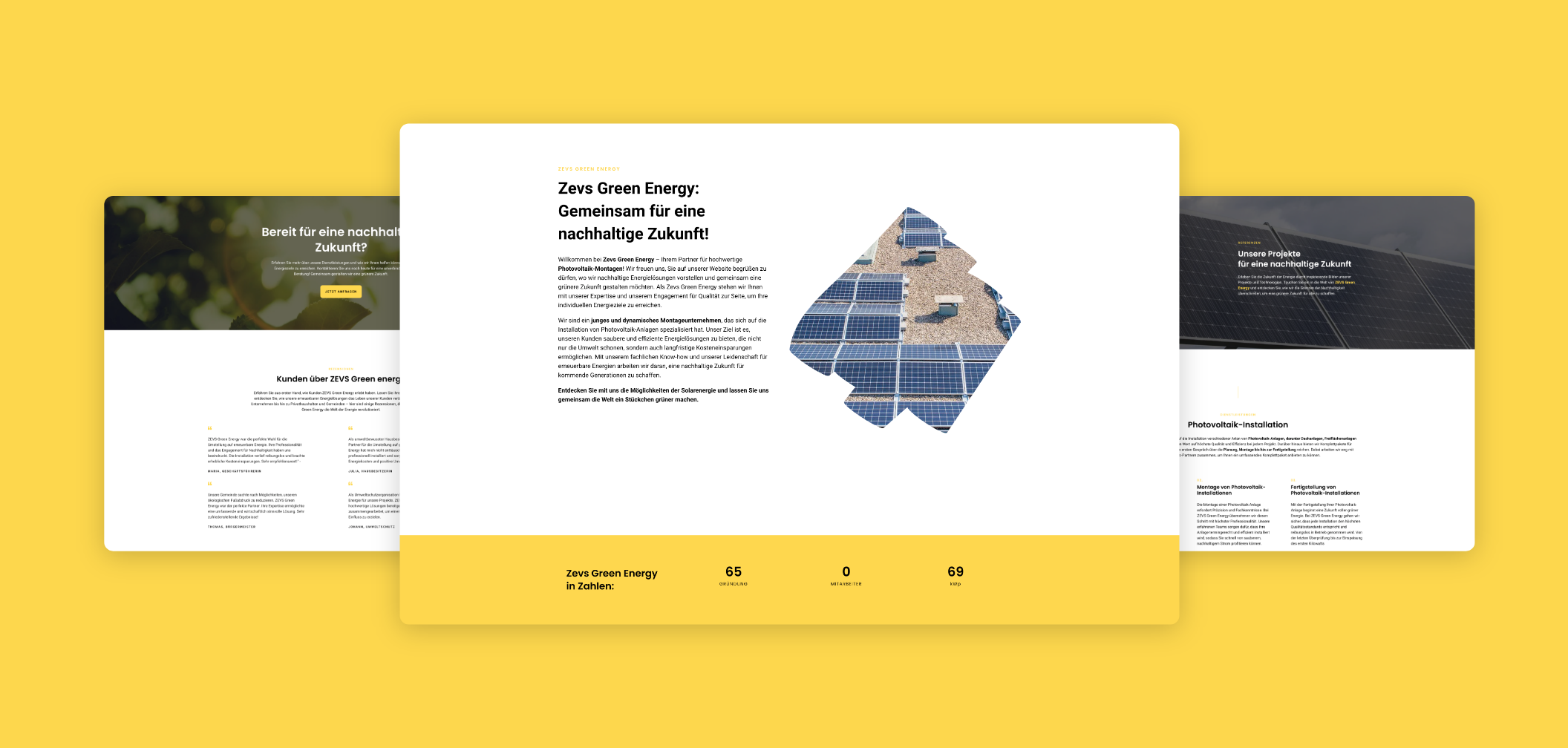 Drei Desktop-Screens zum Schwerpunkt nachhaltige Zukunft.