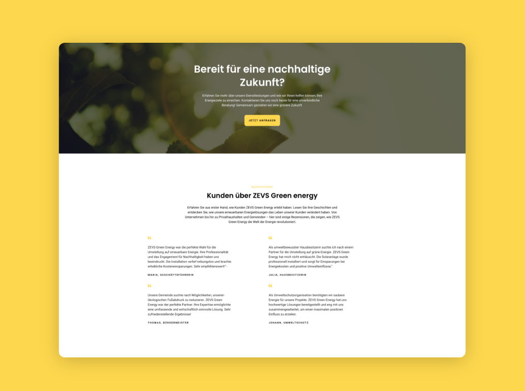 Desktop-Screens mit Kundenzitaten.