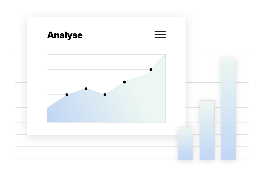 Ein abstrakter Desktop-Screen mit einem aufsteigenden Diagramm.