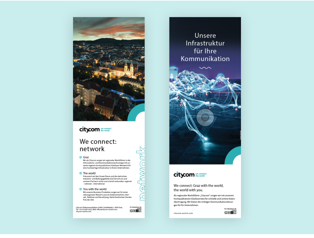 Zwei Citycom Inserate für Printmedien.