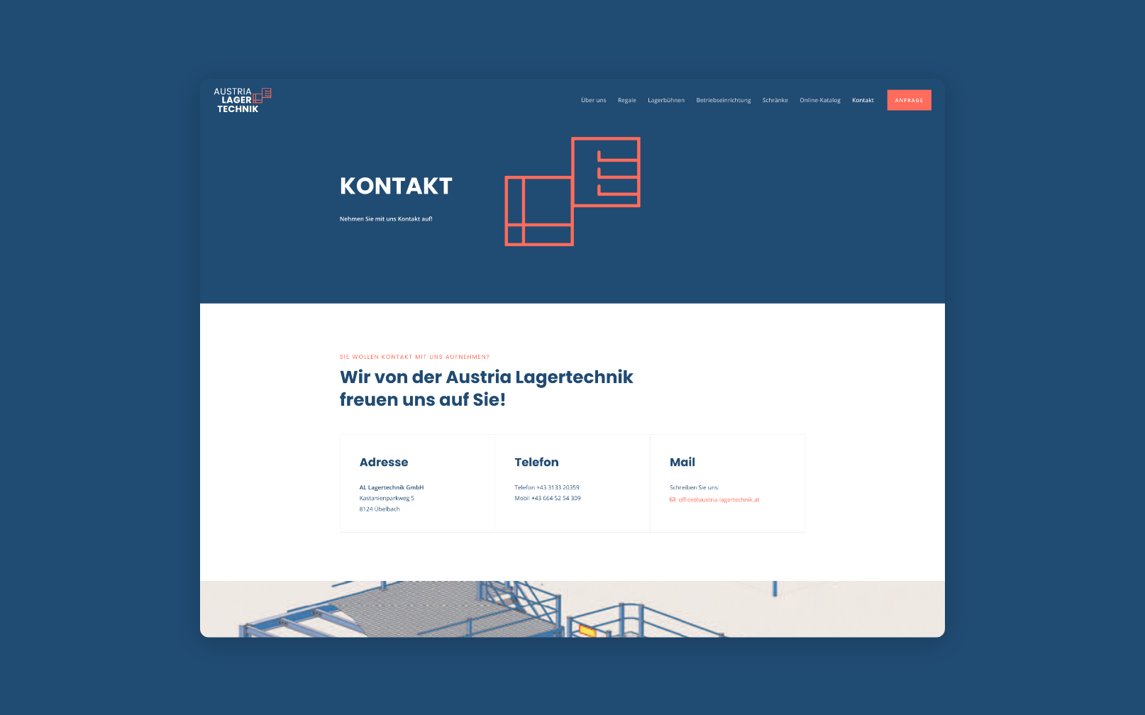 Desktop-Screenshot der Kontaktseite mit allen Kontaktdaten und Kontaktmöglichkeiten.