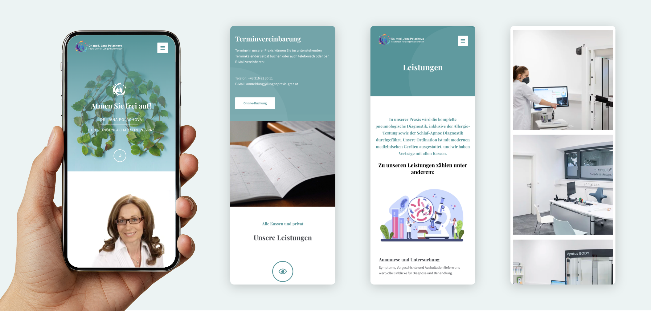 Vier Smartphone screens über die Leistungen