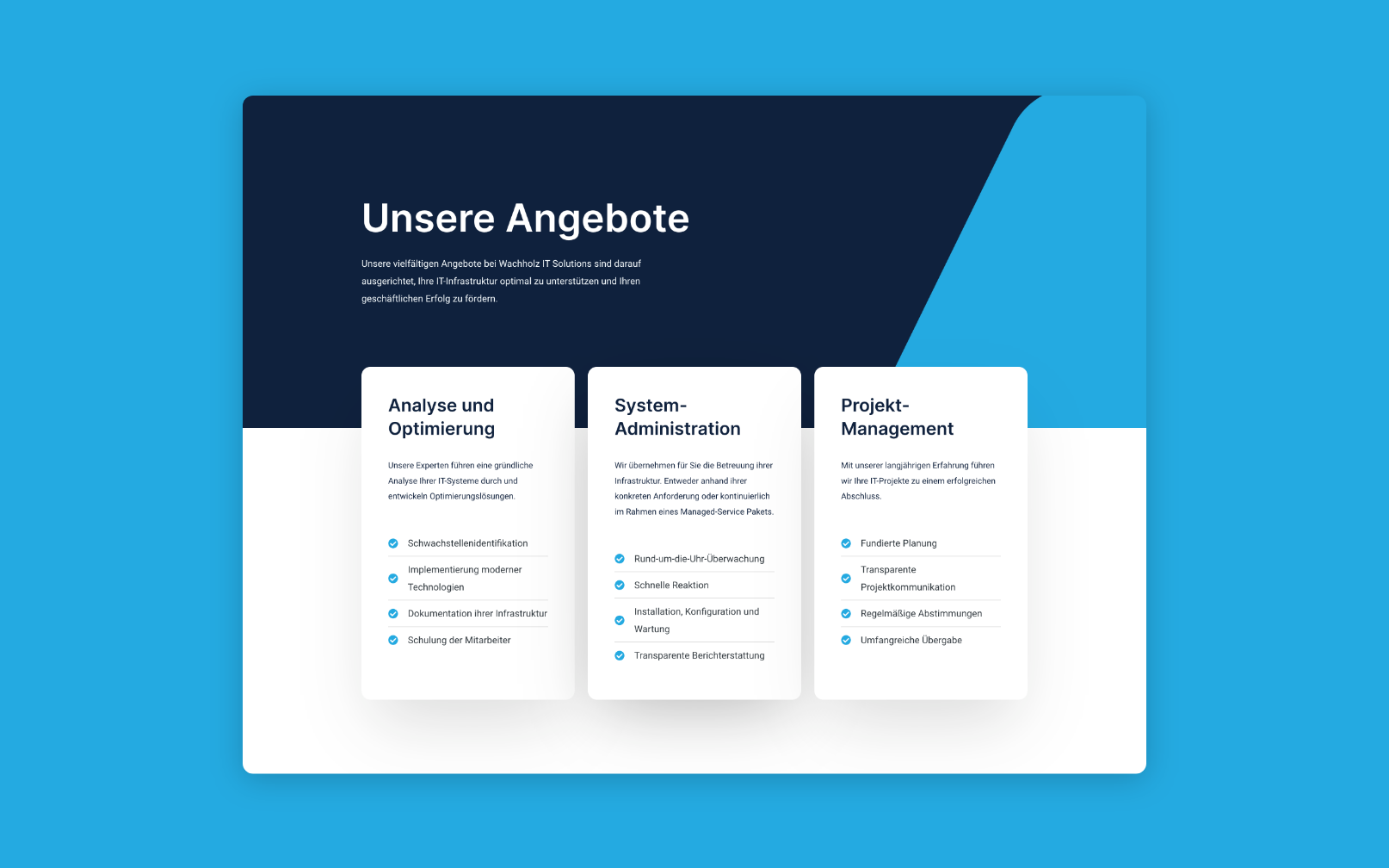 Desktop Screen der Angebote