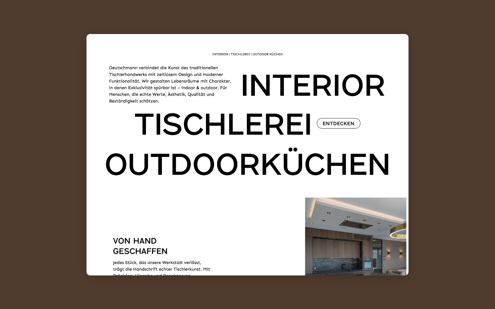 Desktop Screen mit einer sehr großen Typografie über Outdoorküchen