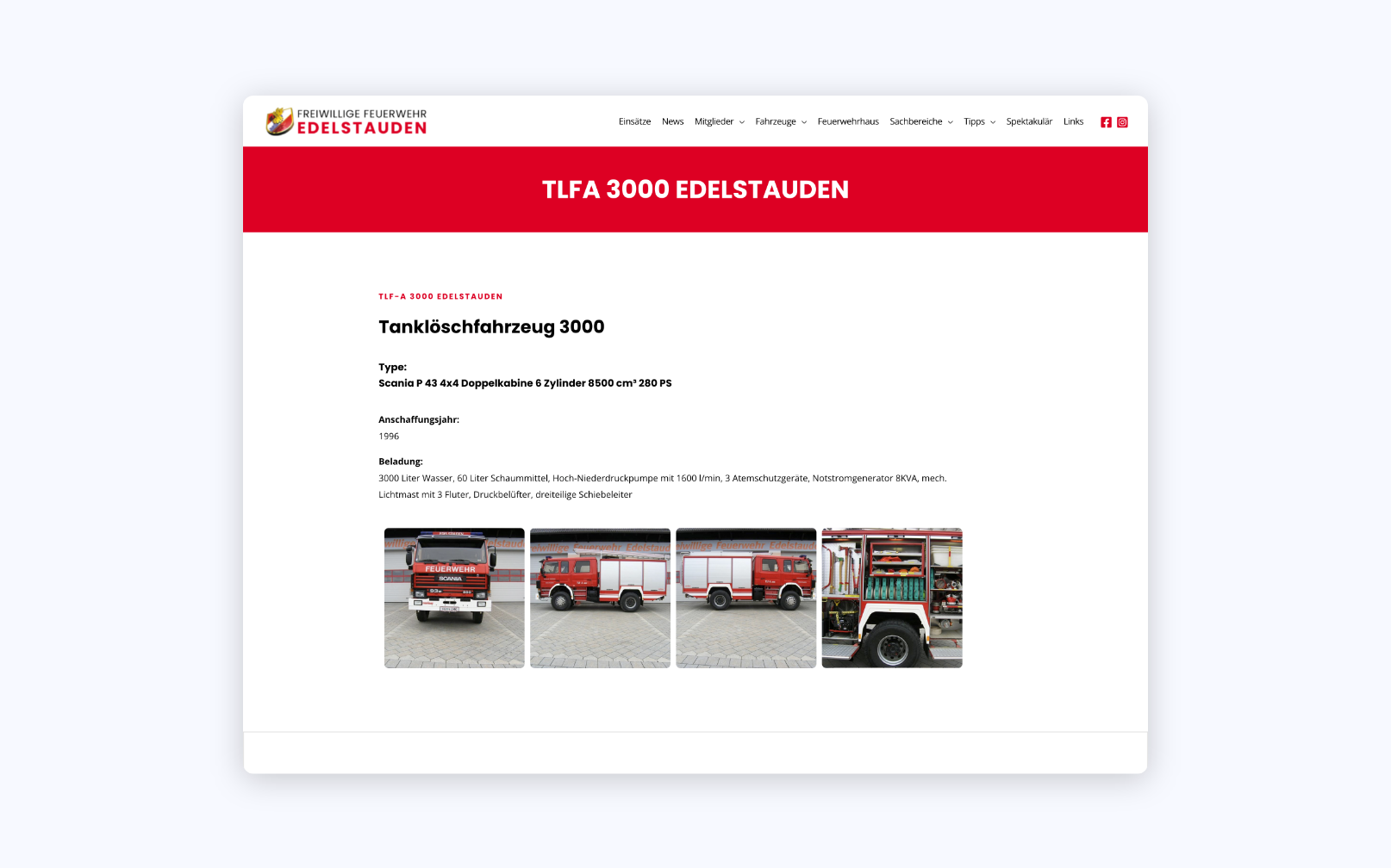 Desktop Screen Detail Seite eines Einsatzfahrzeug der Feuerwehr