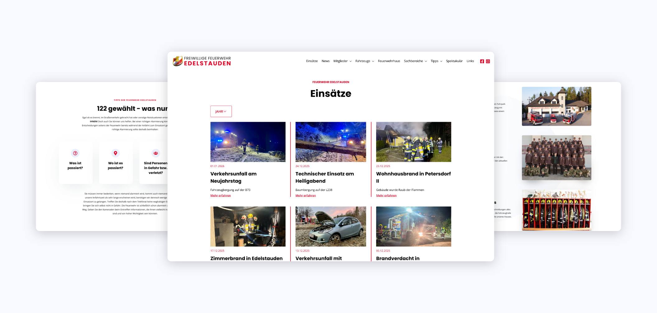 Desktop Screen mit Einsätzen der Feuerwehr