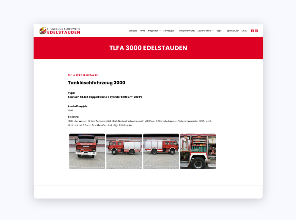 Desktop Screen Detail Seite eines Einsatzfahrzeug der Feuerwehr