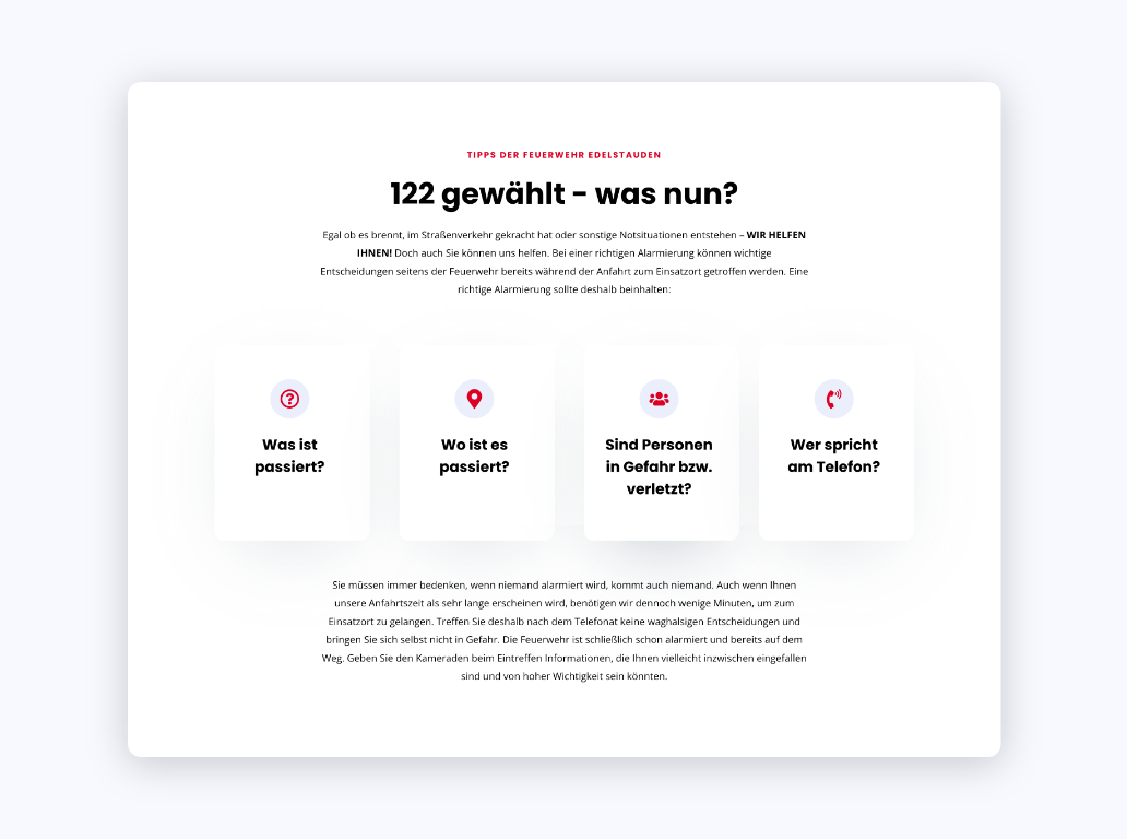 Desktop Screen mit Tipps der Feuerwehr