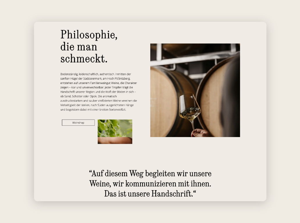 Desktop Screen über die Philosophie des Sabathihof