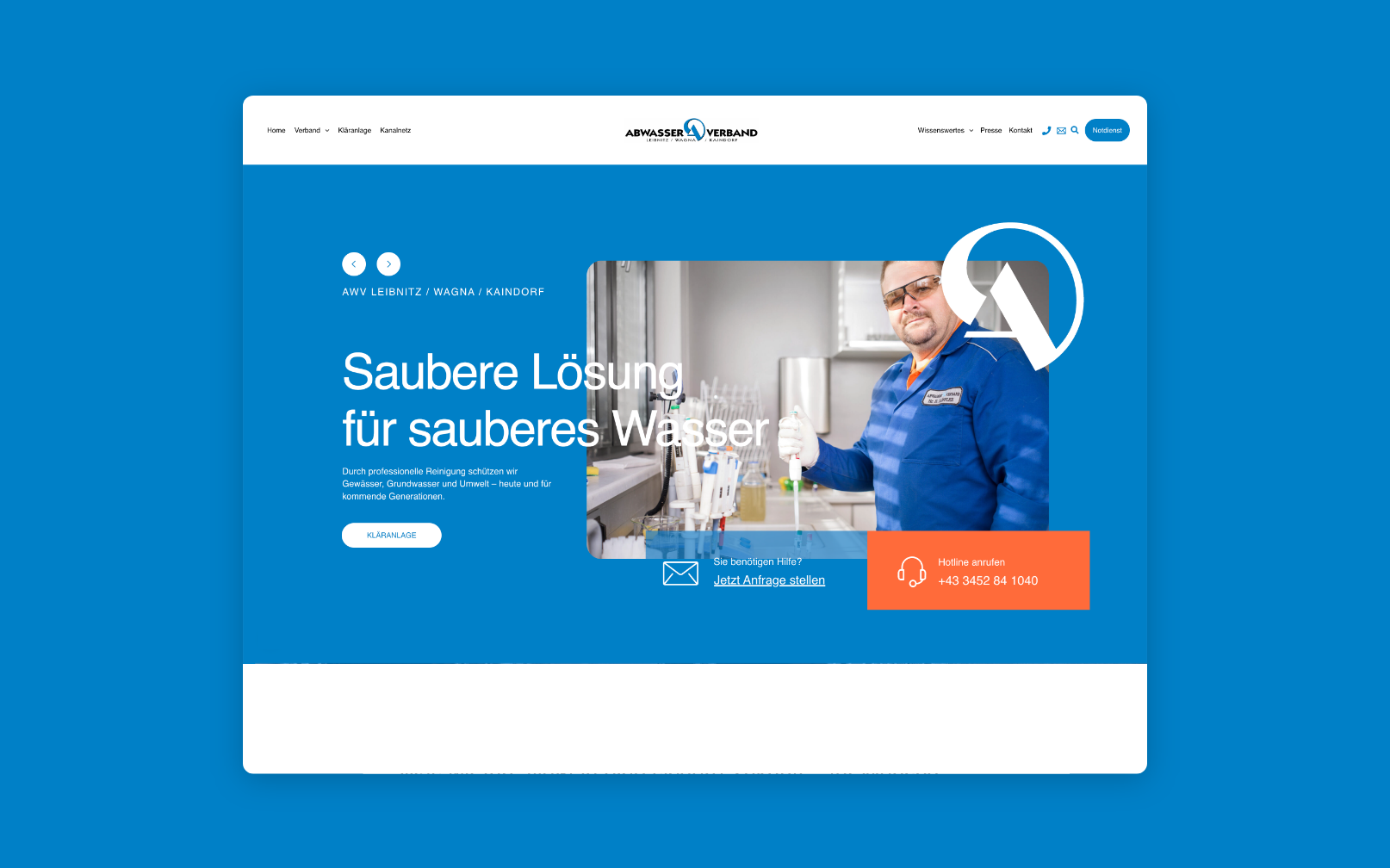 Desktop Screen eines Slider mit einem Mitarbeiter