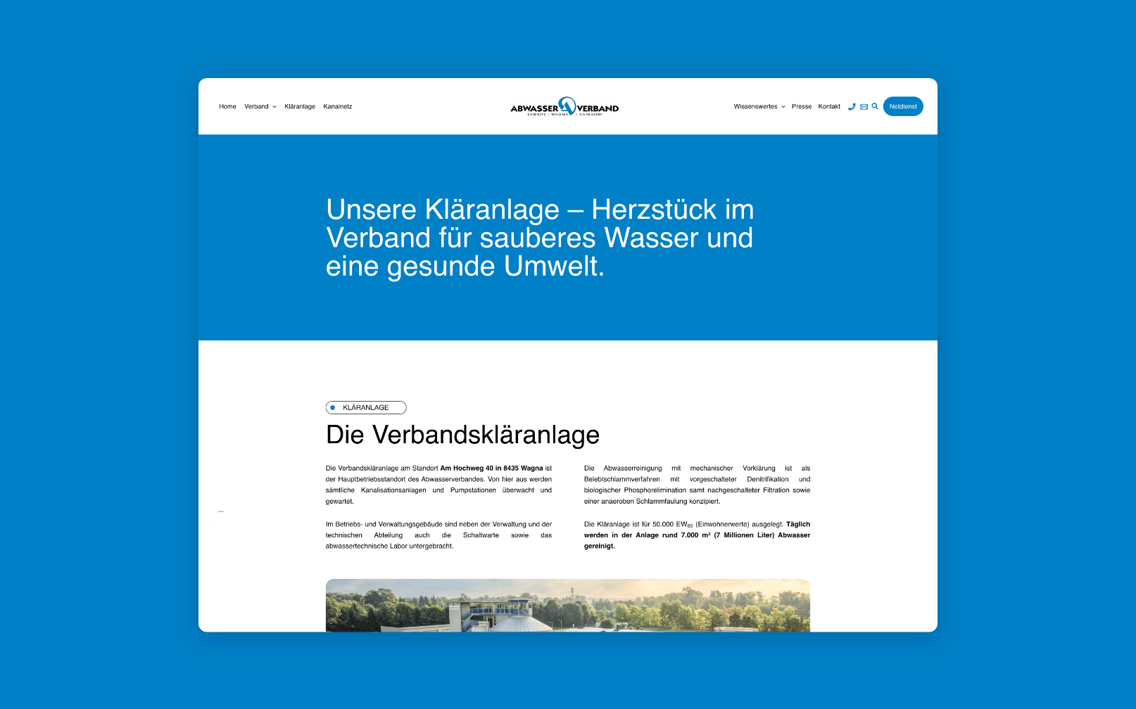 Desktop Screen über die Kläranlage