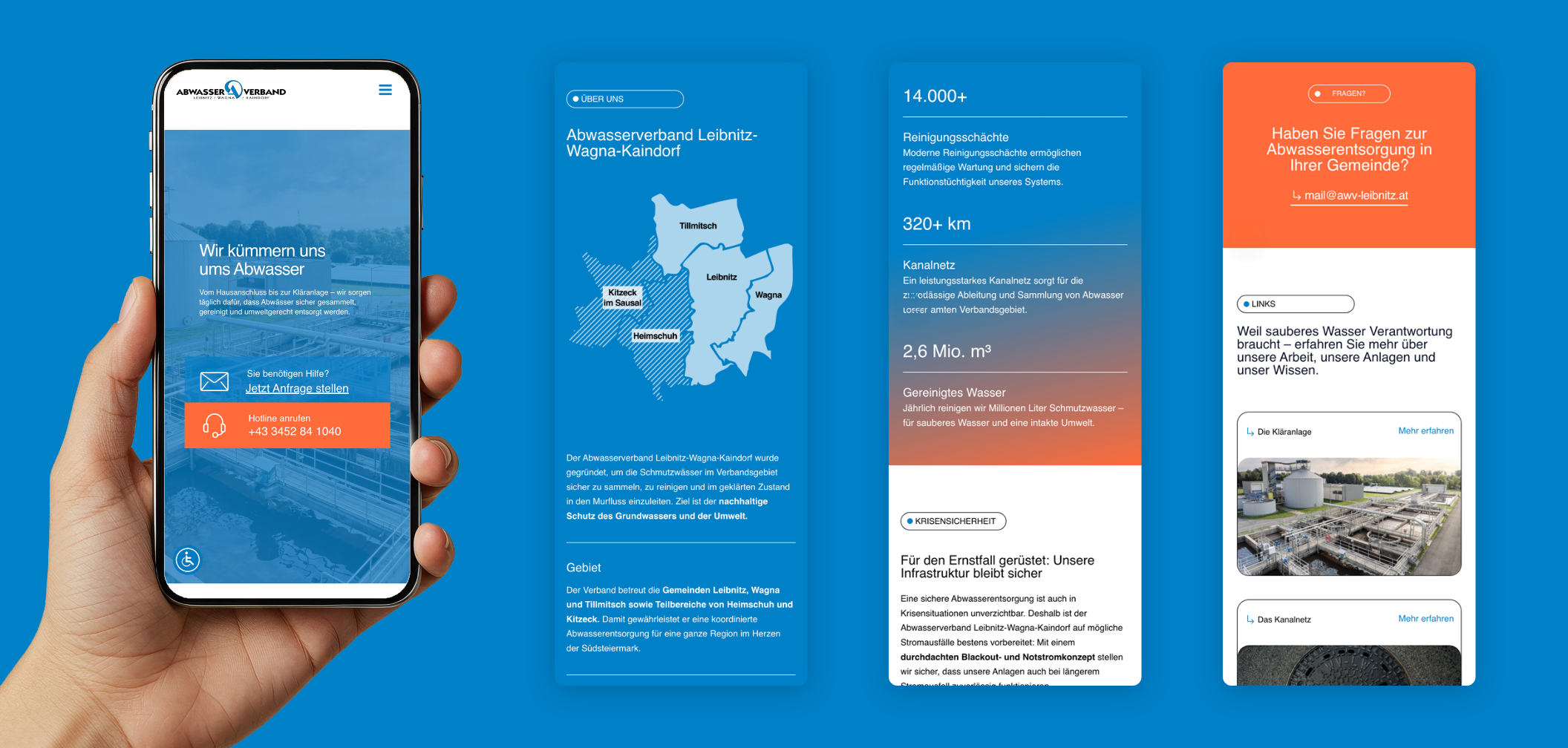 Vier Smartphone Screens der Startseite