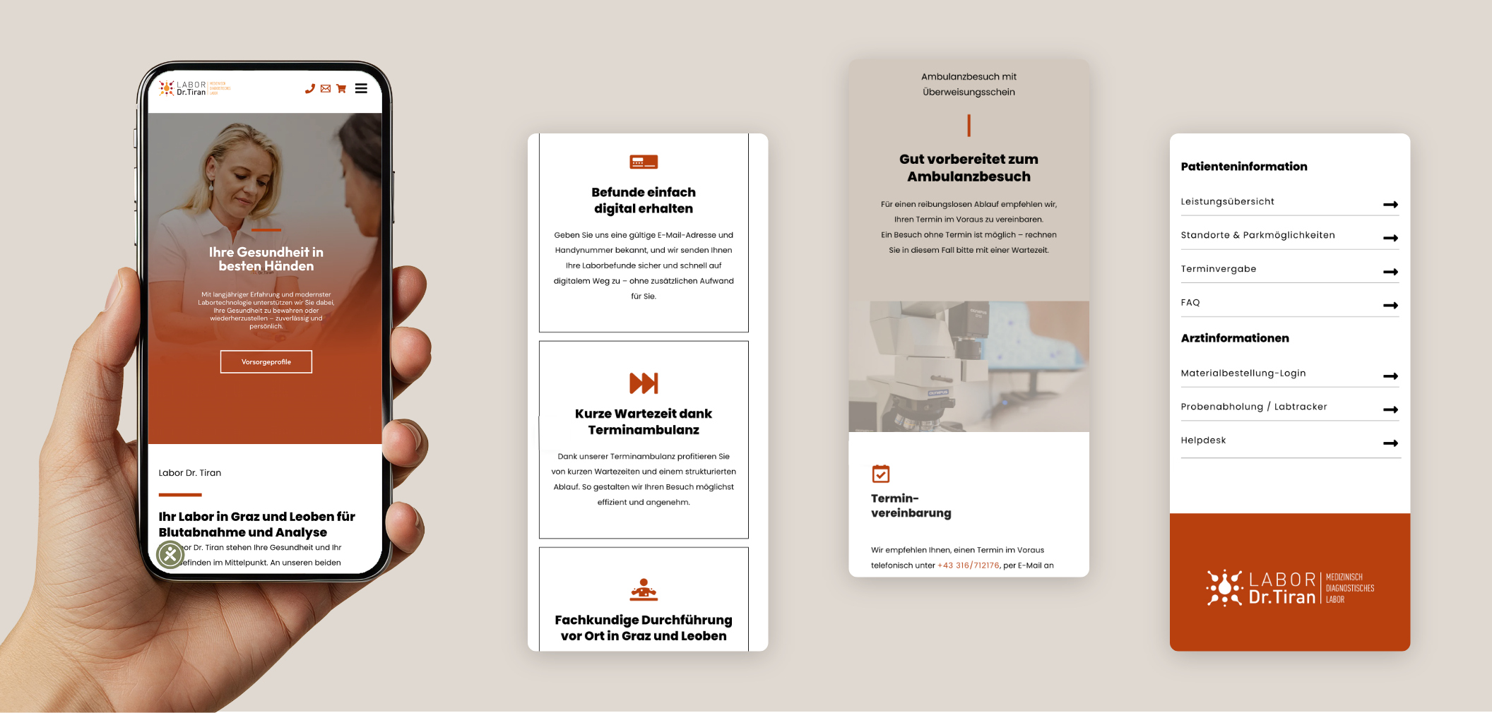 Vier Smartphone Screens über die Startseite