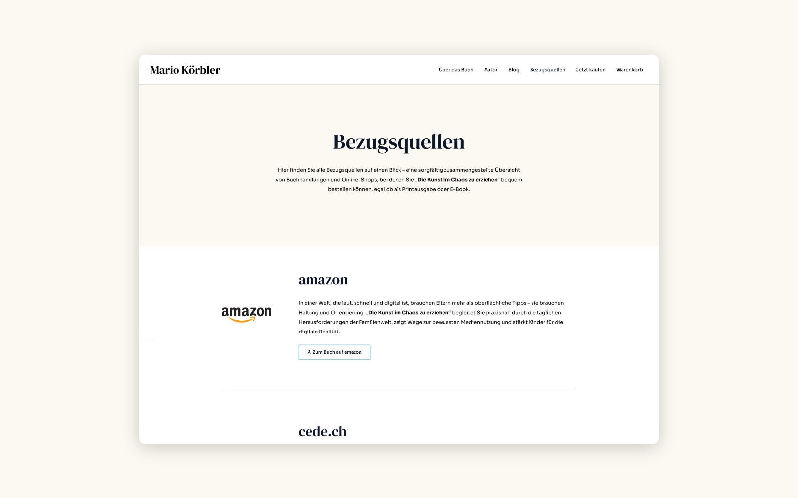 Desktop Screen mit verlinkungen von Onlineshops, wo man das Buch bestellen kann