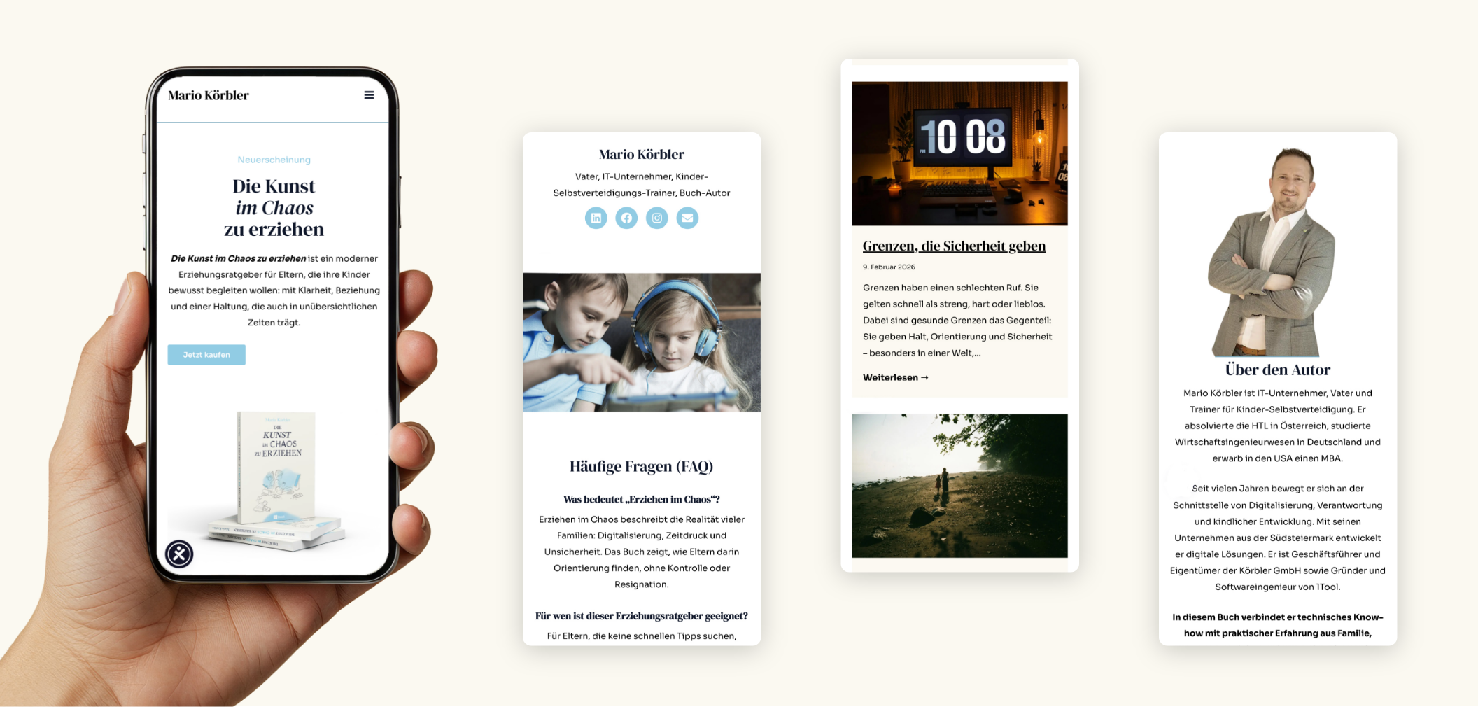 Vier Smartphone Screen zur Startseite
