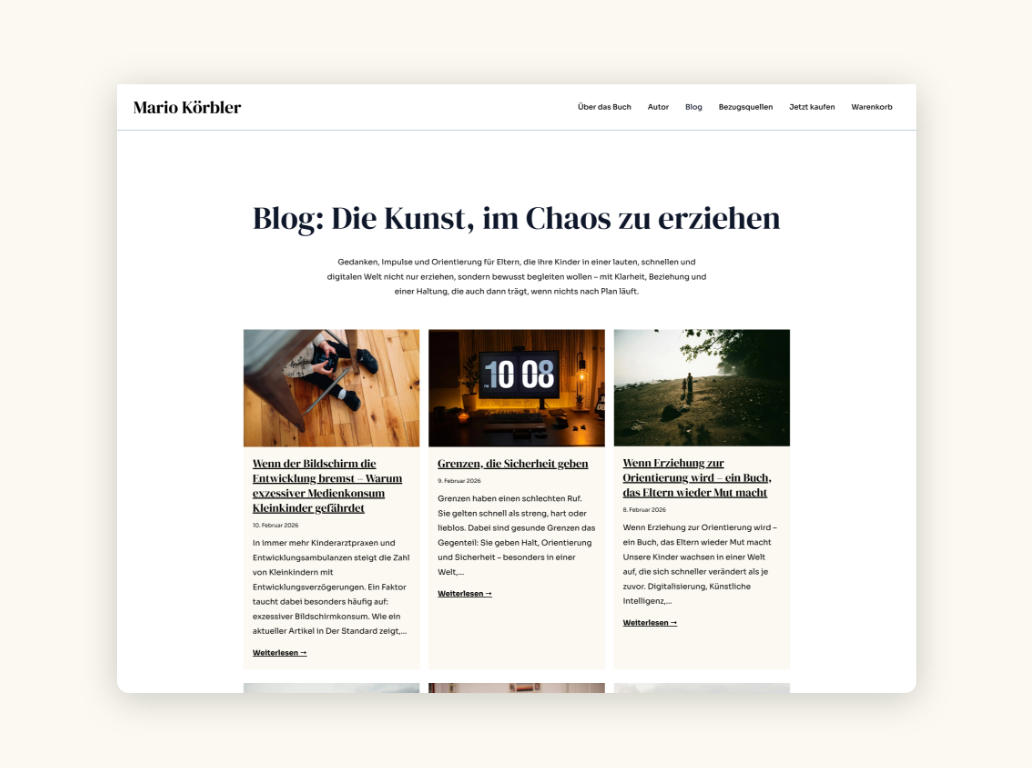 Desktop Screen des Blog