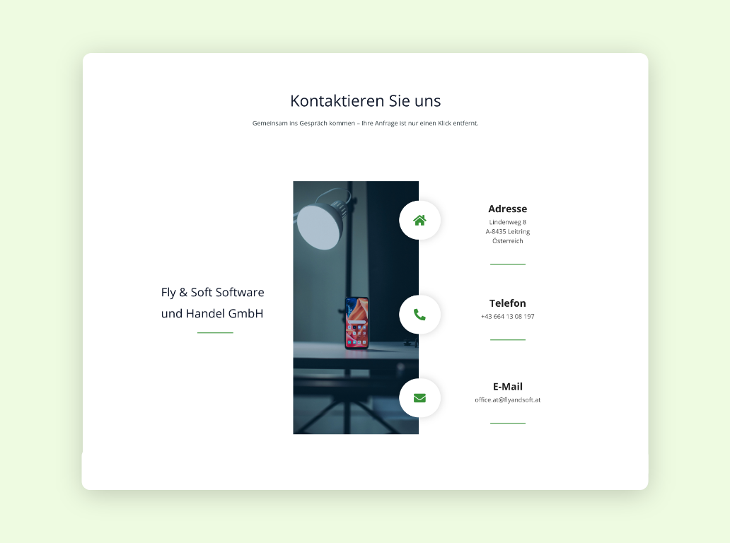 Dektop Screen mit dem Kontakt