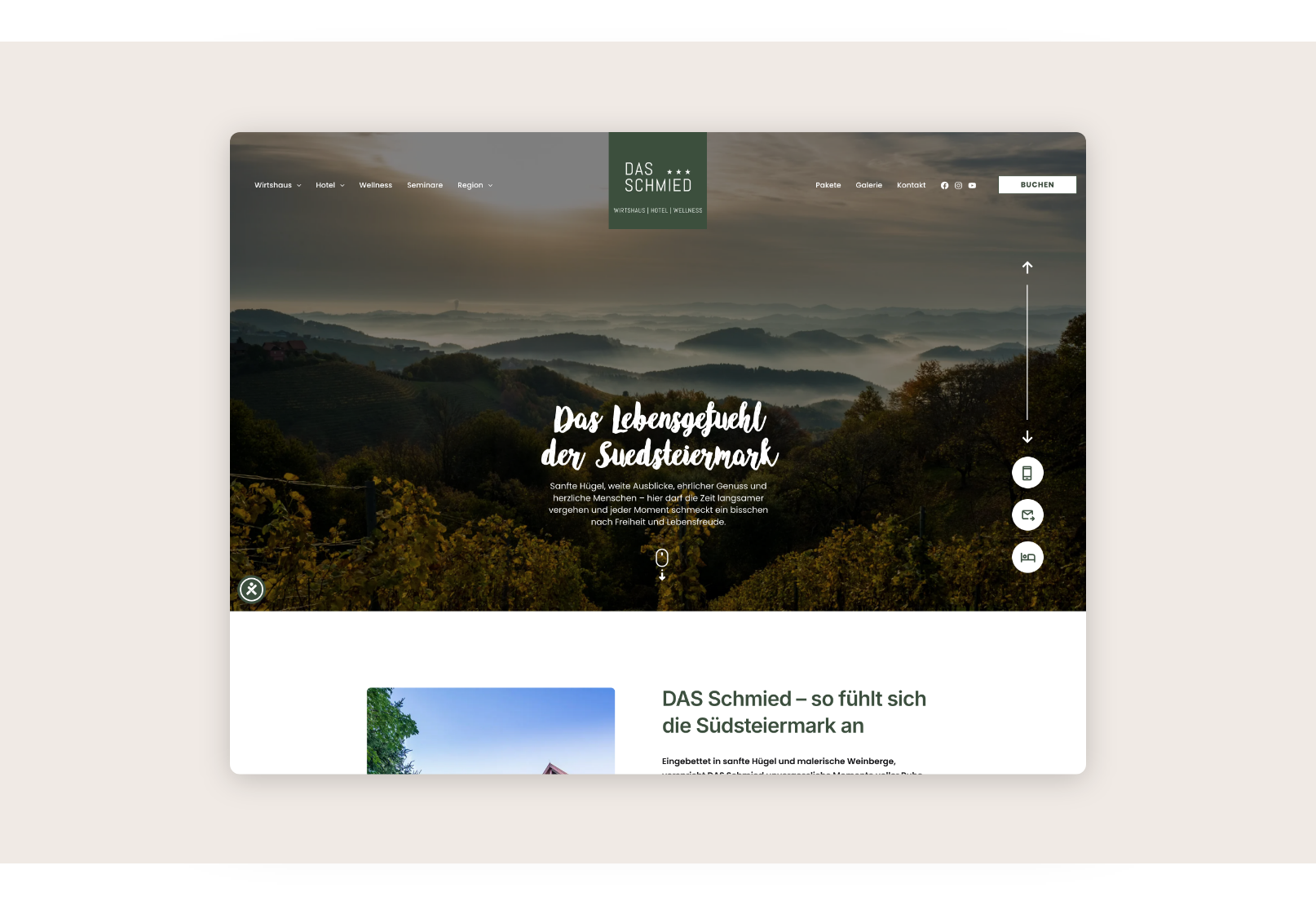 Dektop Screen der Startseite