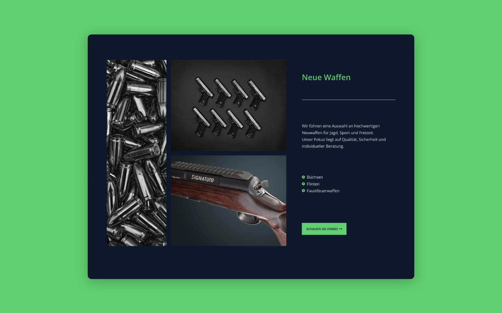Desktop Screen mit neuen Waffen