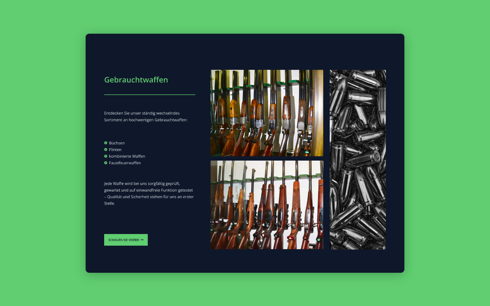 Desktop Screen mit Gebrauchtenwaffen