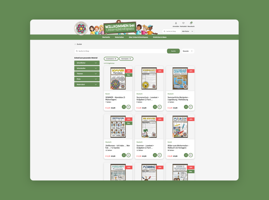 Desktop Screen mit Online Shop