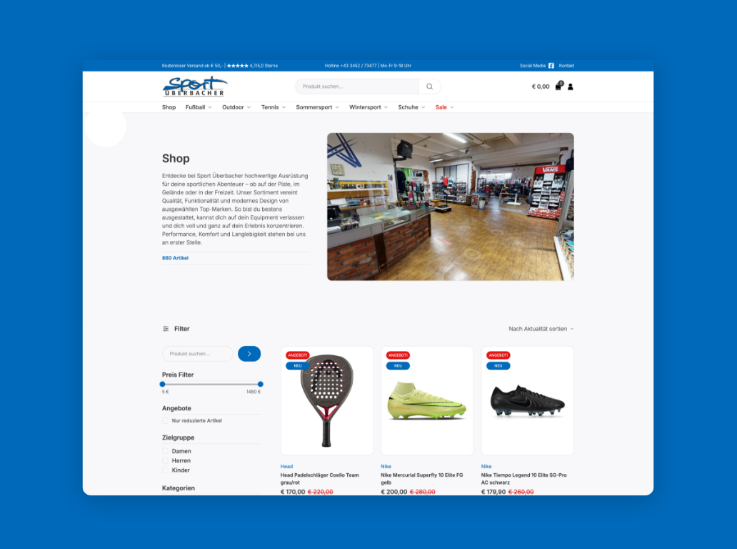 Desktop Screen des Shop